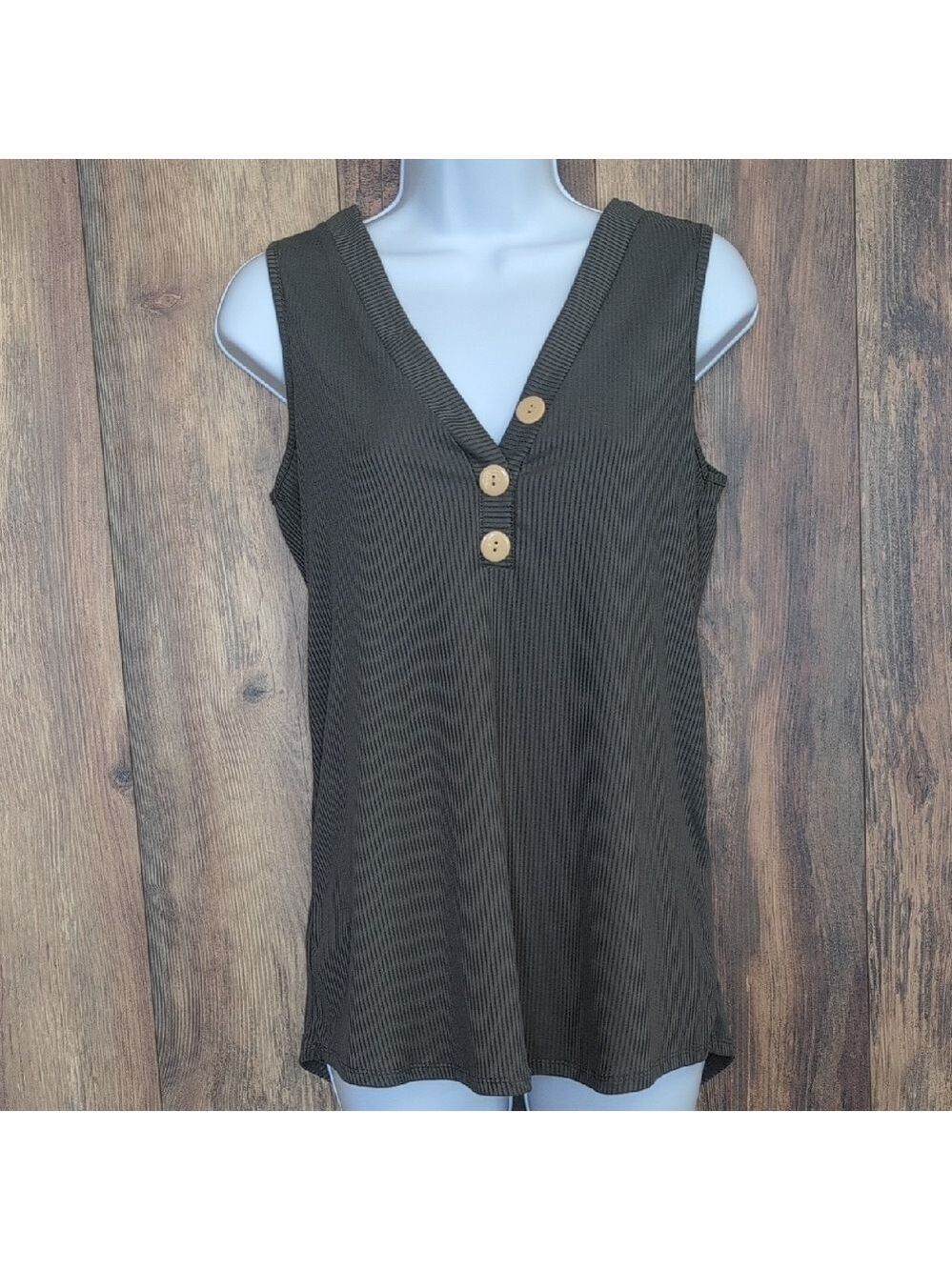 Lily Clothing Sleeveless Green Ribbed Sleeveless Top S                      L145